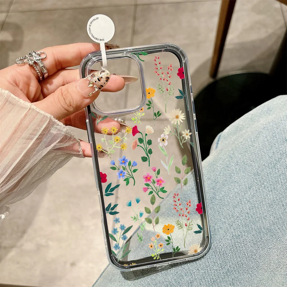 Pink Floral Transparent Phone Case Cover