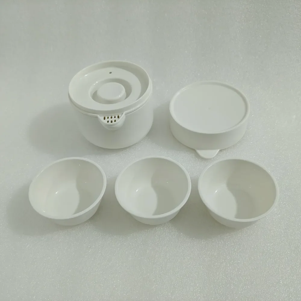 1 Set Portable Travel Kung Fu Tea Set Plastic Disposable Teapot Teacup Organizer Outdoor Portable Teapot (Tea Not Included)