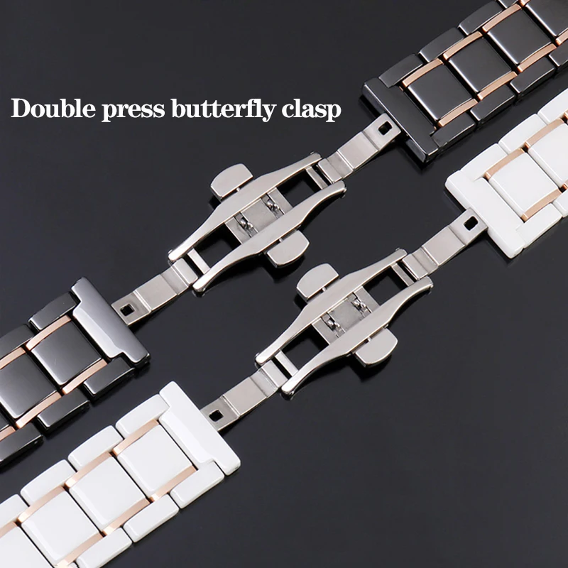 Premium 23mm Ceramic and Stainless Steel Waterproof Sport Watchband