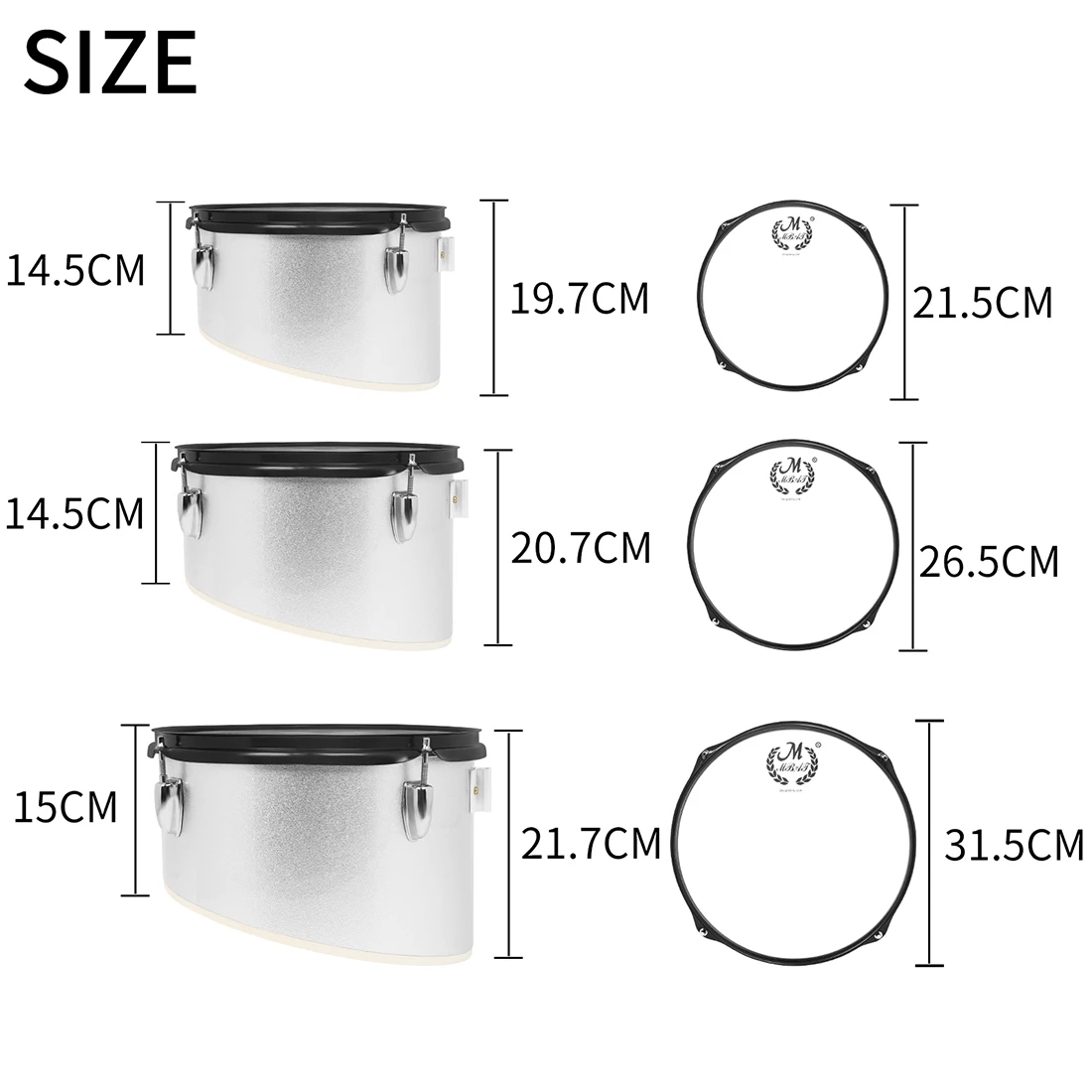 Marching Drum Set Triple Traveling Drum Multiple 3 Tone with Back Stand Percussion for Music Enthusiast
