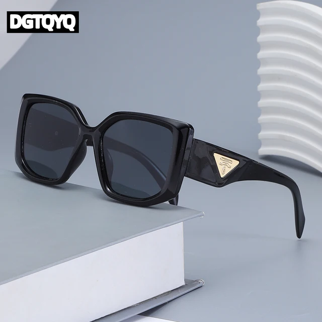 Nouvelles Lunettes de Soleil de Luxe Premium 2026 – Marque Designer Noire – Modèle Triangle avec Étiquette Dorée – Lunettes Carrées pour Hommes et Femmes 1