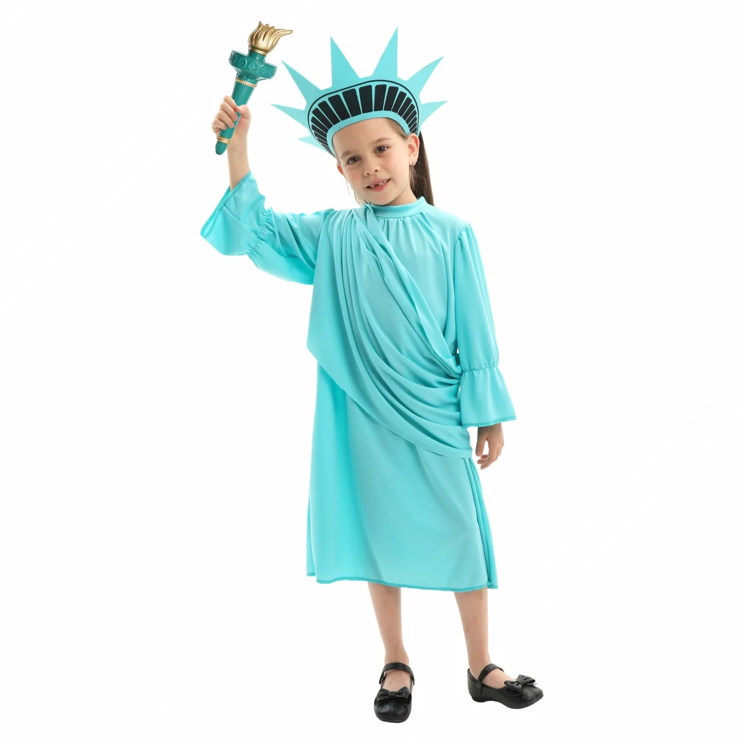 New Arrival Child Patriotic USA Lady Liberty Halloween Fancy Dress Up Girls Statue of Liberty Costume Kids Clothes Clothing Set