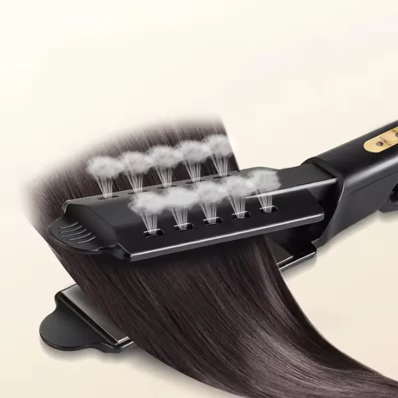 Portable Ceramic Tourmaline Ion Flat Iron Hair Straightener Four Gear Temperature Setting Steam