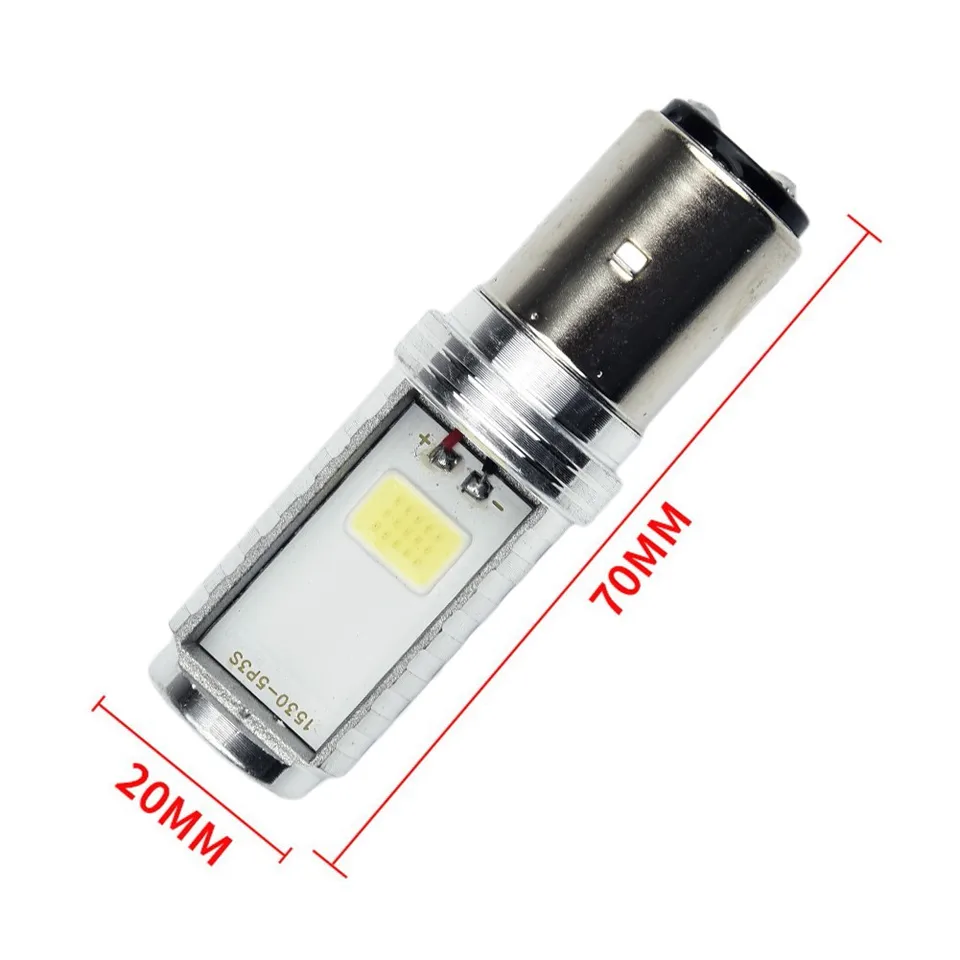 Ampoule LED BA20D Pour Phare Moto - 27 LED 5050, 4300K Blanc Chaud, 6V, 540 Lumens