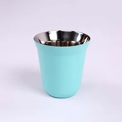 Insulated Double-Wall Stainless Steel Espresso Mug, 160ML - Textured Finish for Coffee, Milk, Water, and More (Sky blue)