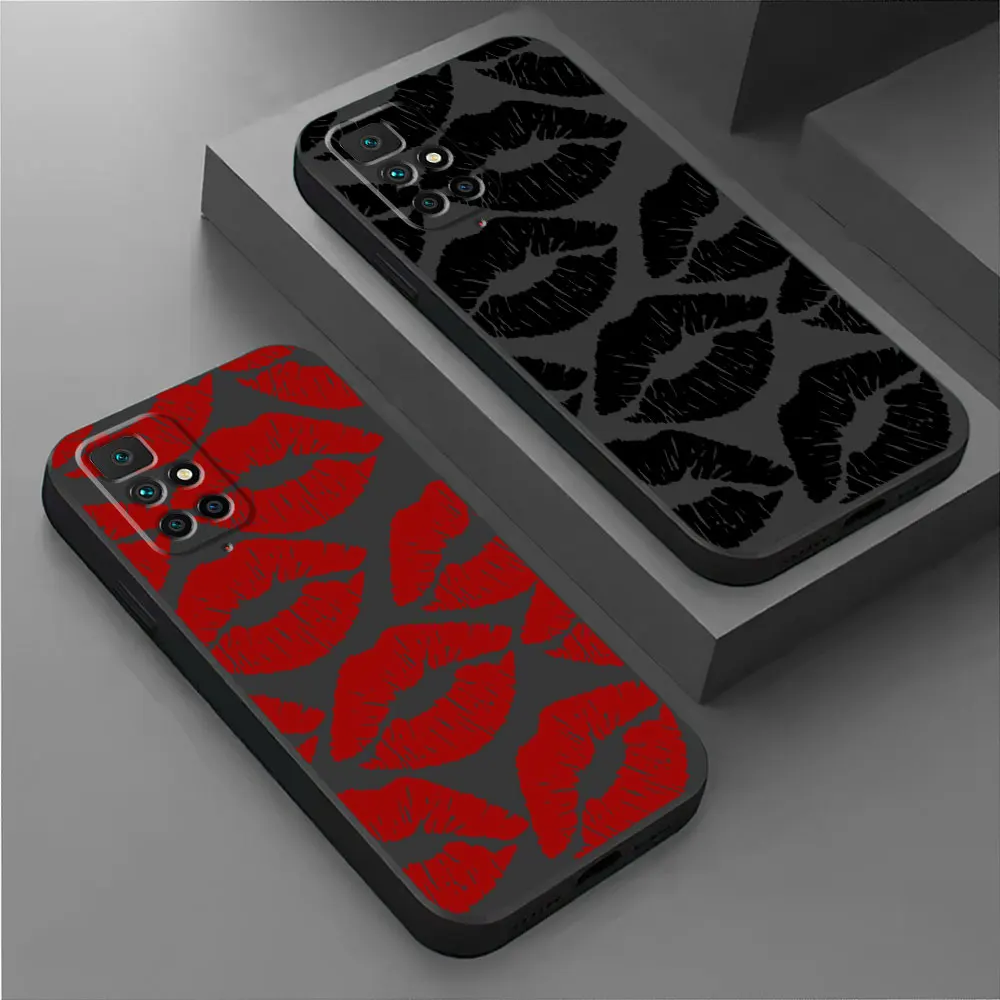 Sultry Lips Silicone Case - Sexy Girl Red & Black Design