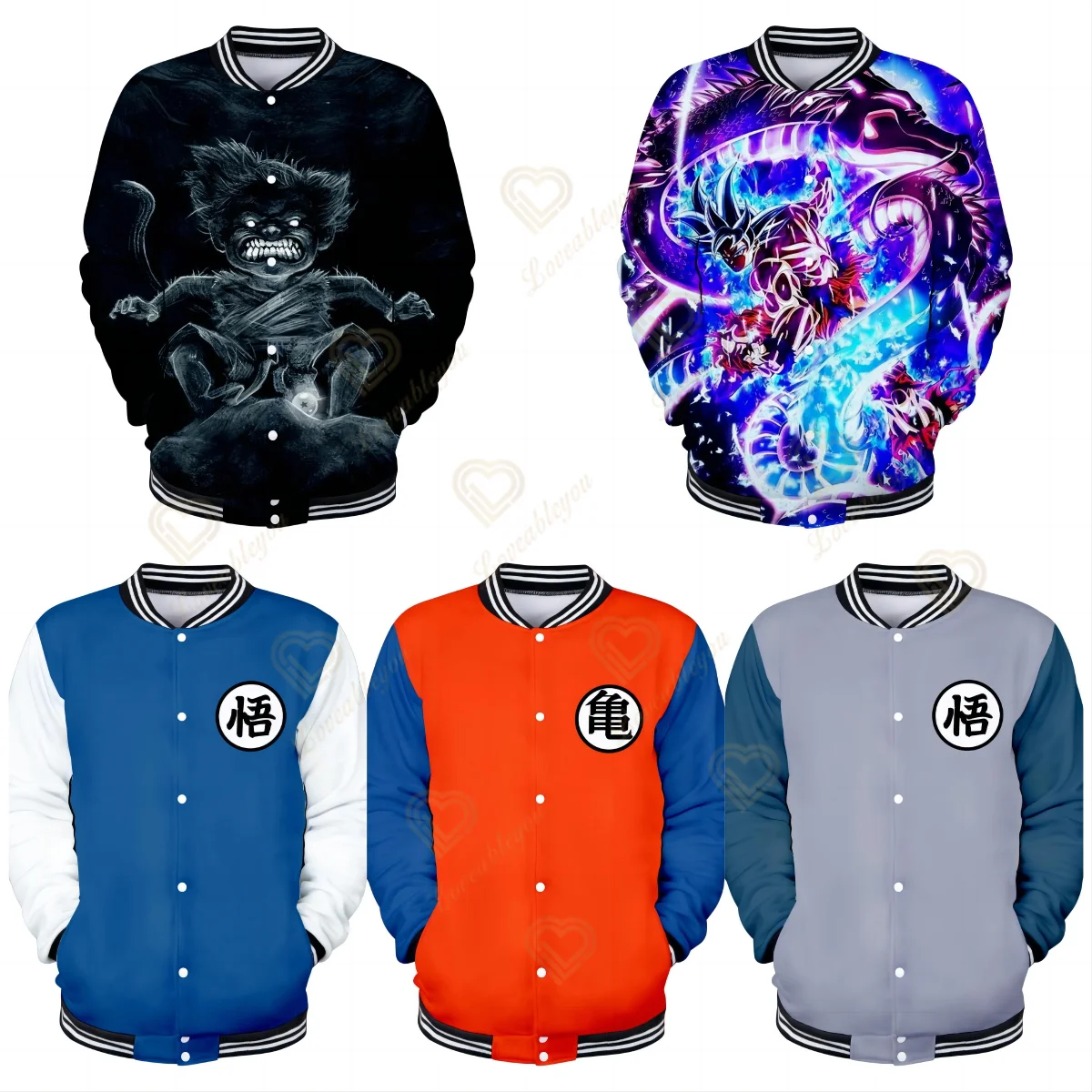 

Dragon Ball Anime Peripheral Sweater Goku Raglan Sleeve Sweater Baseball Jacket Jacket Warm and Comfortable