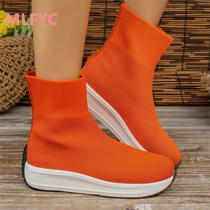 Women High Top Single Shoes Ladies Autumn New Leisure Breathable Round Head Pullover Female Shoes Flat Bottom Simple Shoes Mujer