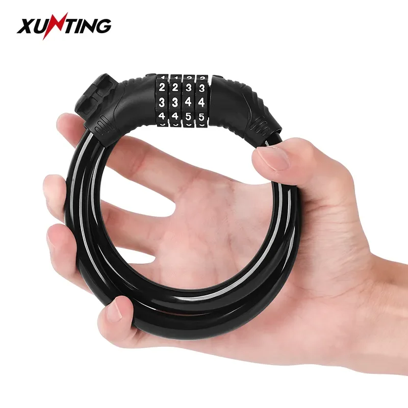 Xunting Bike Lock Cable 65cm Bike Cable Basic Self Coiling Resettable Cable Bike Locks with Complimentary Mounting Bracket Lock