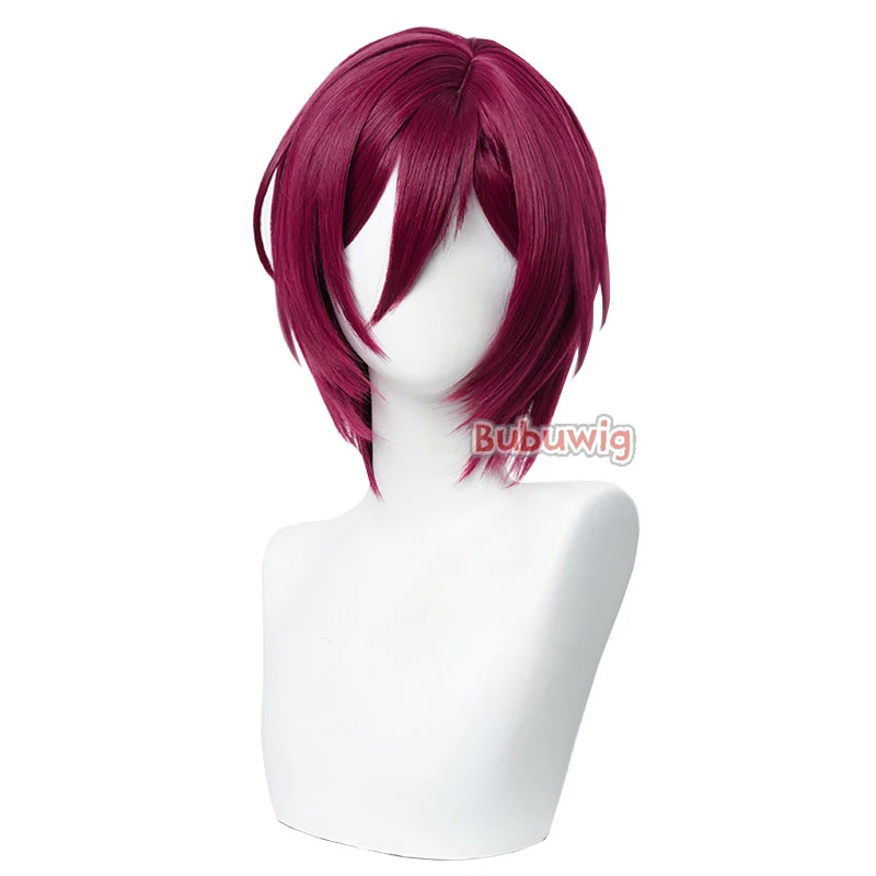 부부위그 합성 머리, 사에구사 이바라 코스프레 가발, 별 앙상블, 35cm 길이, 버건디 파티 코스프레, 내열성 가발