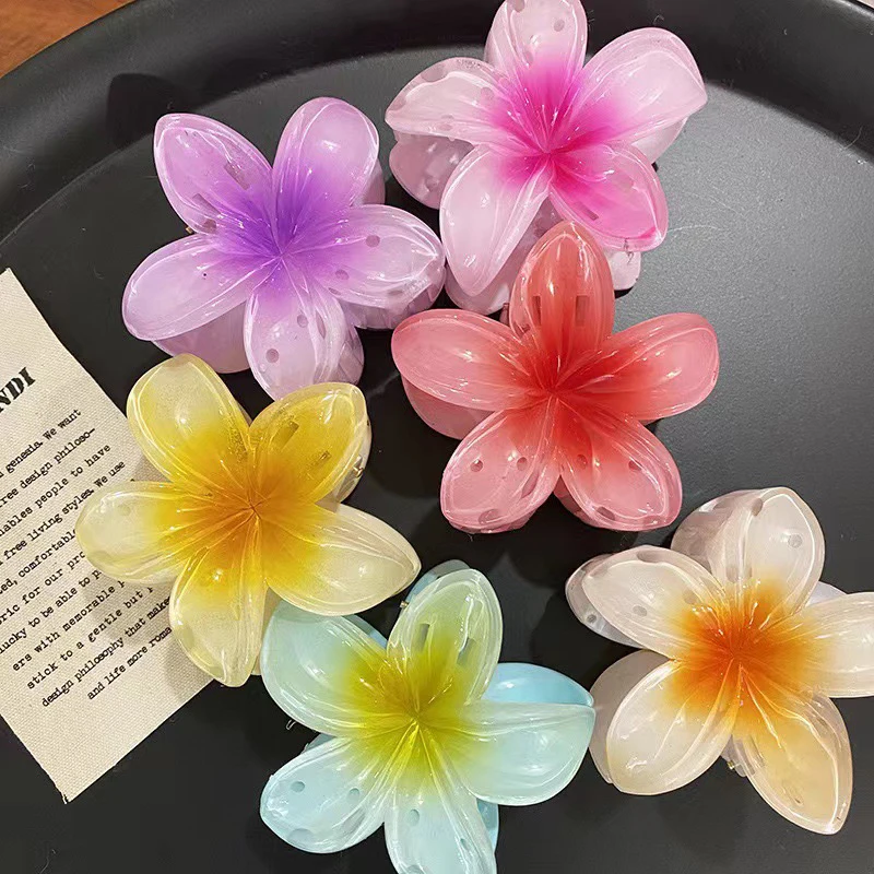 Hair Clips 4/8cm Gradient Flower Accessories Set Beach Style Hawaiian Style