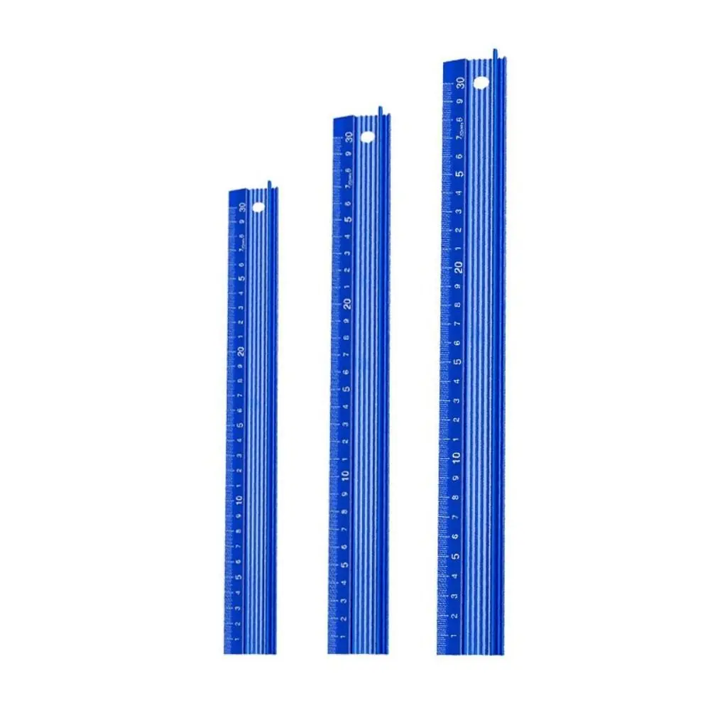 Aluminum Alloy Straight Scale Ruler Anti Slip Blue Calibration Ruler Multi-function Professional Aluminum Alloy Office