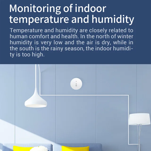Haozee Zigbee 3.0 Temperature And Humidity Sensor Remote Monitor By Smart Life APP Battery Powered Work With Alexa Google Home 3