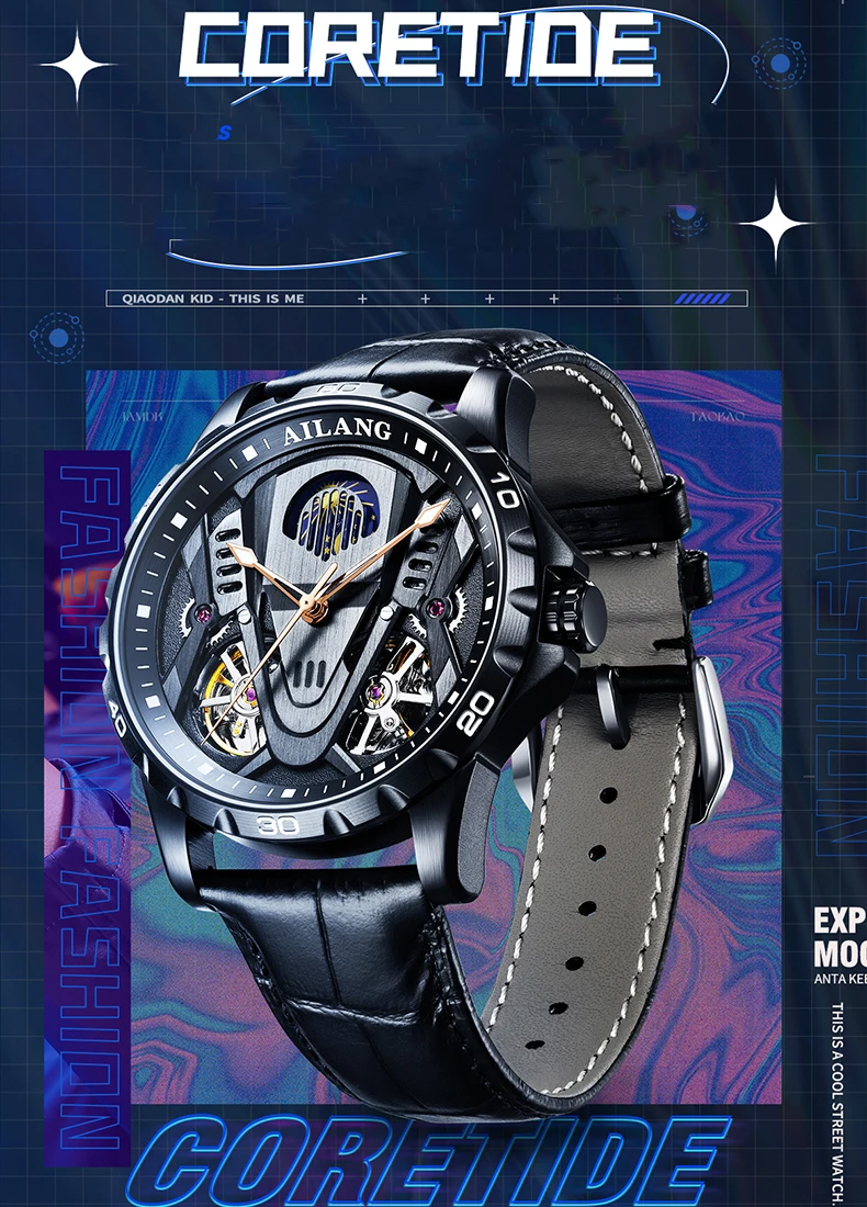 AILANG Doppel-Tourbillon-Mondphasenuhr für Herren, automatische mechanische Armbanduhr, Leder, Herrenuhr, wasserdicht, Relogio Masculino_voghion.com