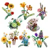 Romantic Roses Flowers Sunflowers Daffodils Gardens House Building Blocks Classic Model Mini Bricks Sets Kids Kits 4
