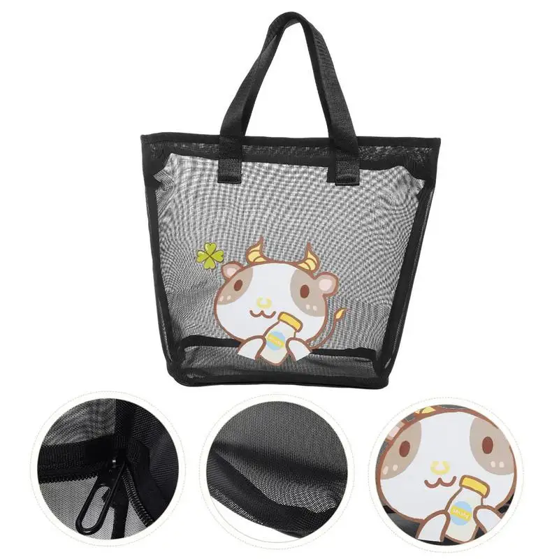 

Summer New Large Beach Bag For Towels Mesh Durable Beach Bag For Toys Waterproof Underwear Pocket Beach Tote Bag