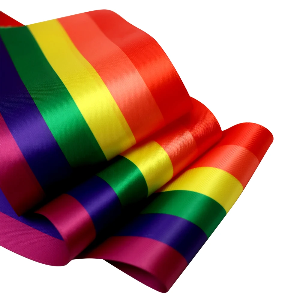 6-8 Stripe LGBT Gay Pride Rainbow Flag Satin Grosgrain Ribbon 10 Yard