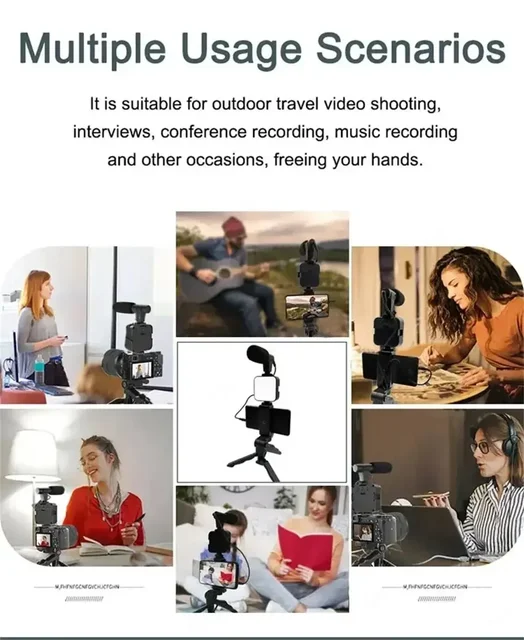 Audience Professional Mobile Tripod Kit - 6FT Stand, LED Light, Lav Mics, Bluetooth Remote For YouTube TikTok Streaming