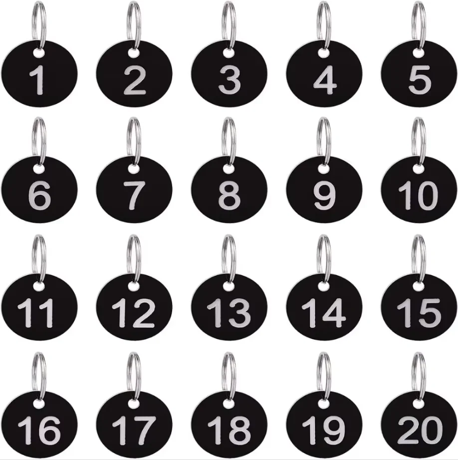 Aluminum Number Plate Key Tag with Hand Circle Design