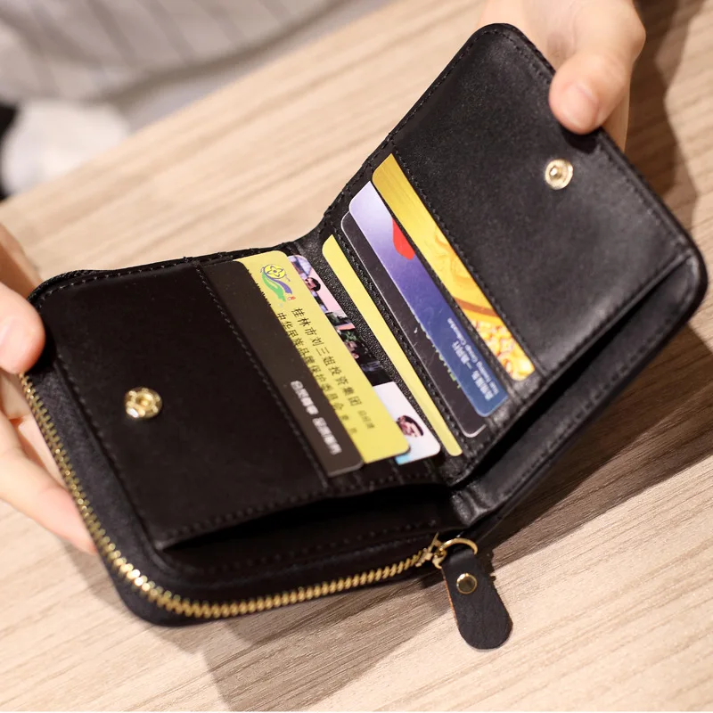 Women Short Wallet Lady Purse Nubuck Card Holder Small Zipper Coin Pocket Clutch 