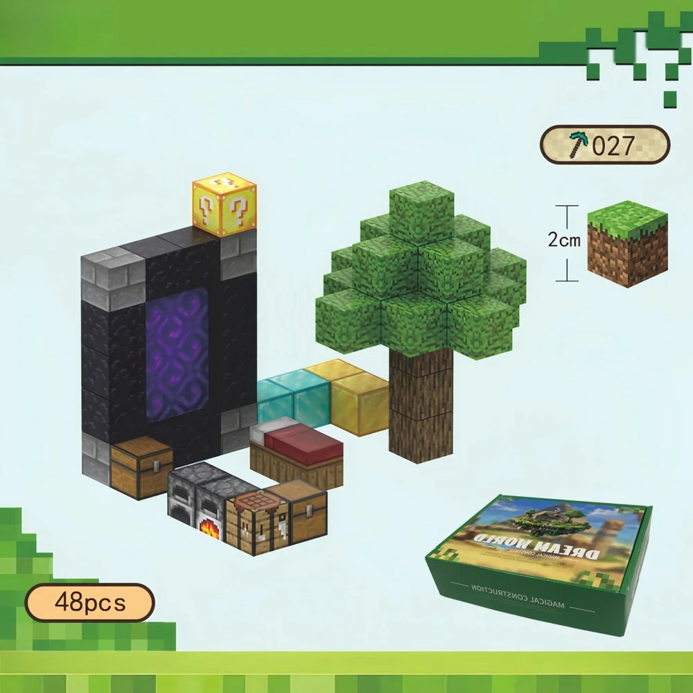 DIY Magnetic Blocks-Build Mine Magnet Word Set for Boys & Girls Age 3+ Sensory Toys for Toddlers Gifts Children Sensory Toy
