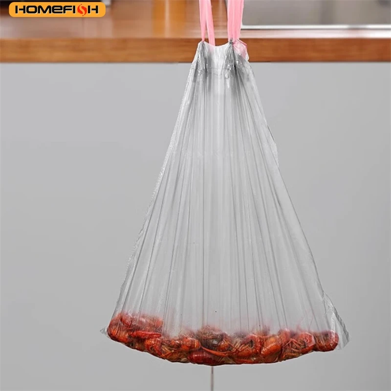 HOMEFISH Household Garbage Bag Drawstring Large Thickening Portable Pull Bag White Plastic Bag draw string bags drawstring bag 5