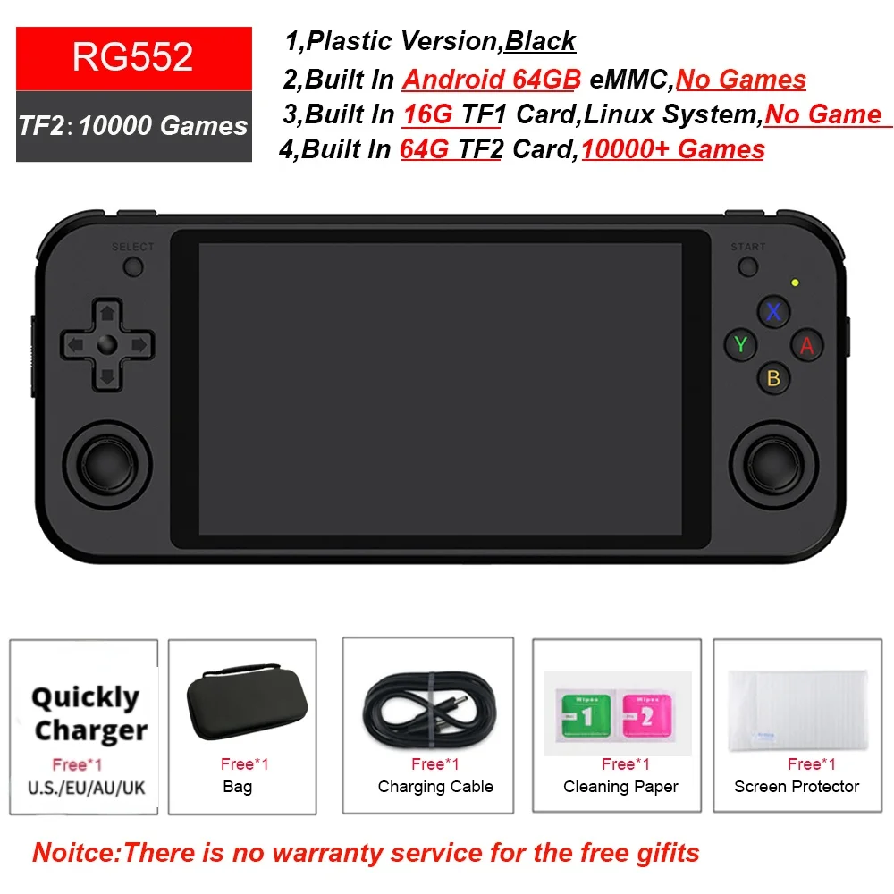 RG552 MAX 30000 Games RG552 Anbernic Retro Video Game Console Dual systems Android Linux Pocket Game Player Free Quickly Charger 