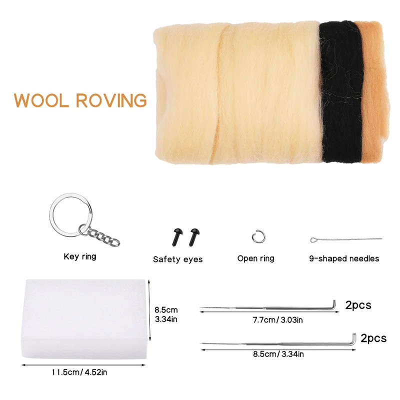 Needle Felting Kit Wool Felting Kit Non-Finished Dog Cat Wool Felting Material Package For Doll Toy Handmade DIY Craft For Child Gift