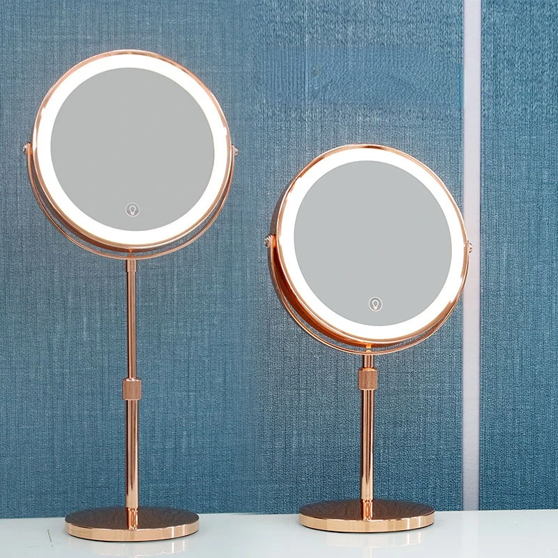 

Round Led Decorative Mirror Bedroom Standing Tabletop Magnifying Decorative Mirror Dressing Table Espelho Room Decoration YY50DM