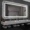 Extra Large Rectangle Bathroom Mirror LED Vanity Dimmable Backlit Anti-Fog Memory with Front and Backlight Shatter-Proof 1