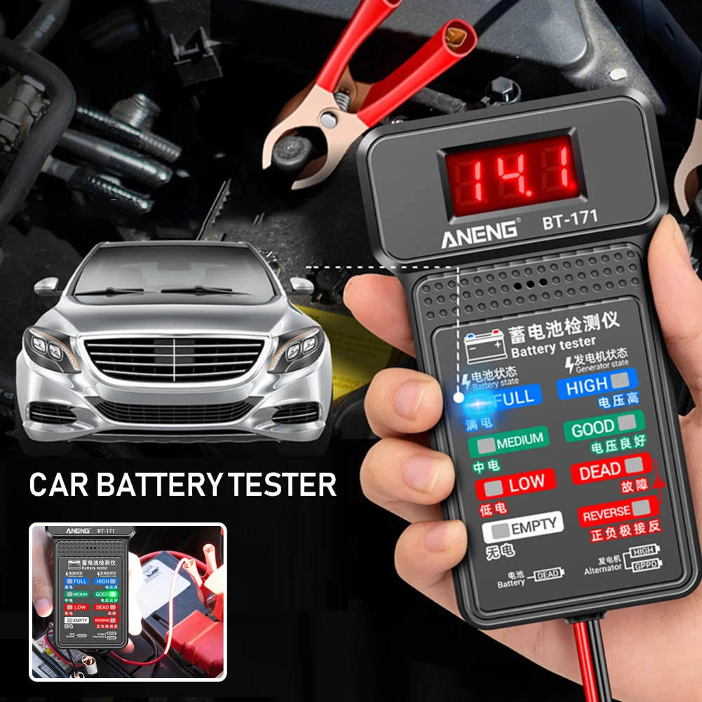 100-2000CCA Car Battery Tester 12V Battery Load Tester LCD Screen Alternator Analyzer Automatic Starting Charging Syst