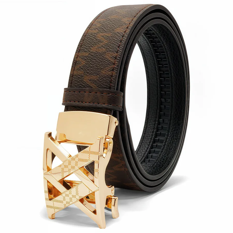 Luxus Herren Gürtel mit Automatikschnalle Ledergürtel für Männer Taillengürtel für Jeans und Anzug – Detail 5