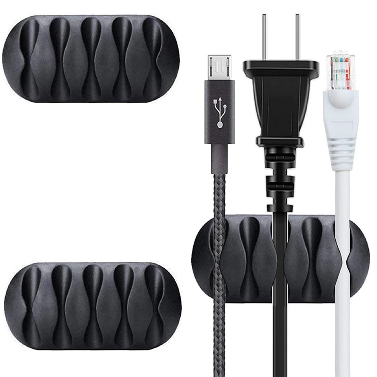 2pcs USB Cable Organizer Cable Winder Desktop Tidy Management Clips Holder for Mouse Headphone Wire Organizer