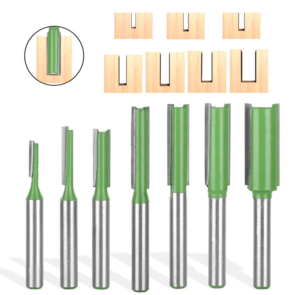 

7Pcs 6mm/6.35mm Shank Single Double Flute Straight Bit Milling Cutter for Wood Tungsten Carbide Router Bit Woodwork Tool LT013