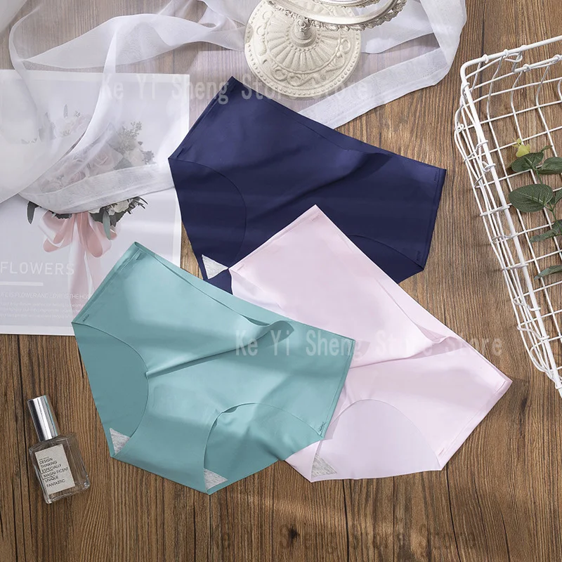 3 قطع من الملابس الداخلية منخفضة الارتفاع، بدون خياطة، بلون سادة للنساء، مريحة ومسامية ومثيرة