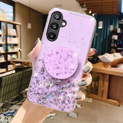 Bling Glitter Silver Foil Phone Holder Case Cover for A14 4G or A14 5G (PURPLE)
