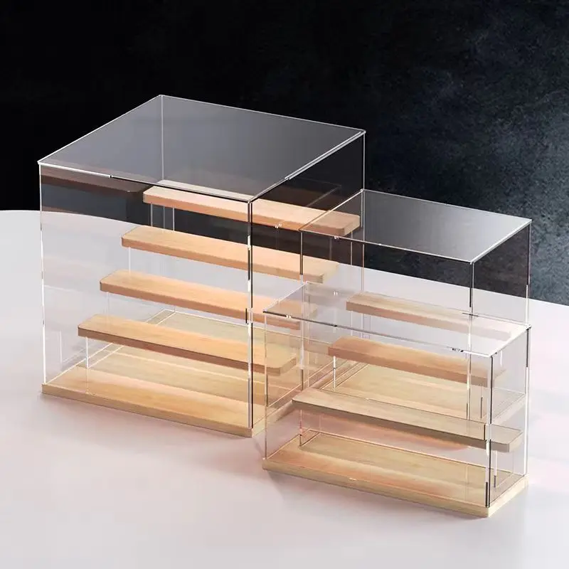Solid Wood Step Figure Display Cabinet Transparent Acrylic Display Box For Toys, Car Models, Action Figures Storage And Display 4
