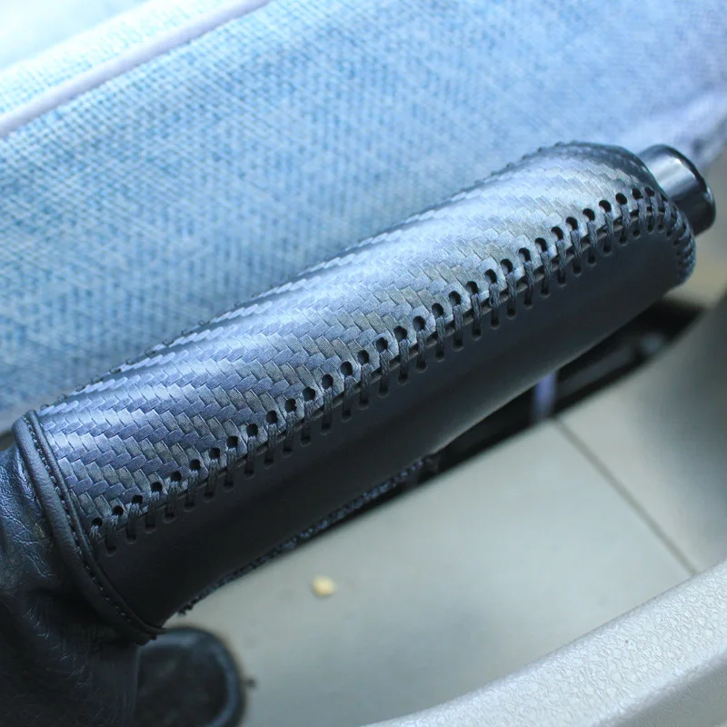 Carbon Fiber Car Leather Handbrake Cover Protective Sleeve Hand Brake Protection Car Interior Accessories hand brake cover car interior accessories