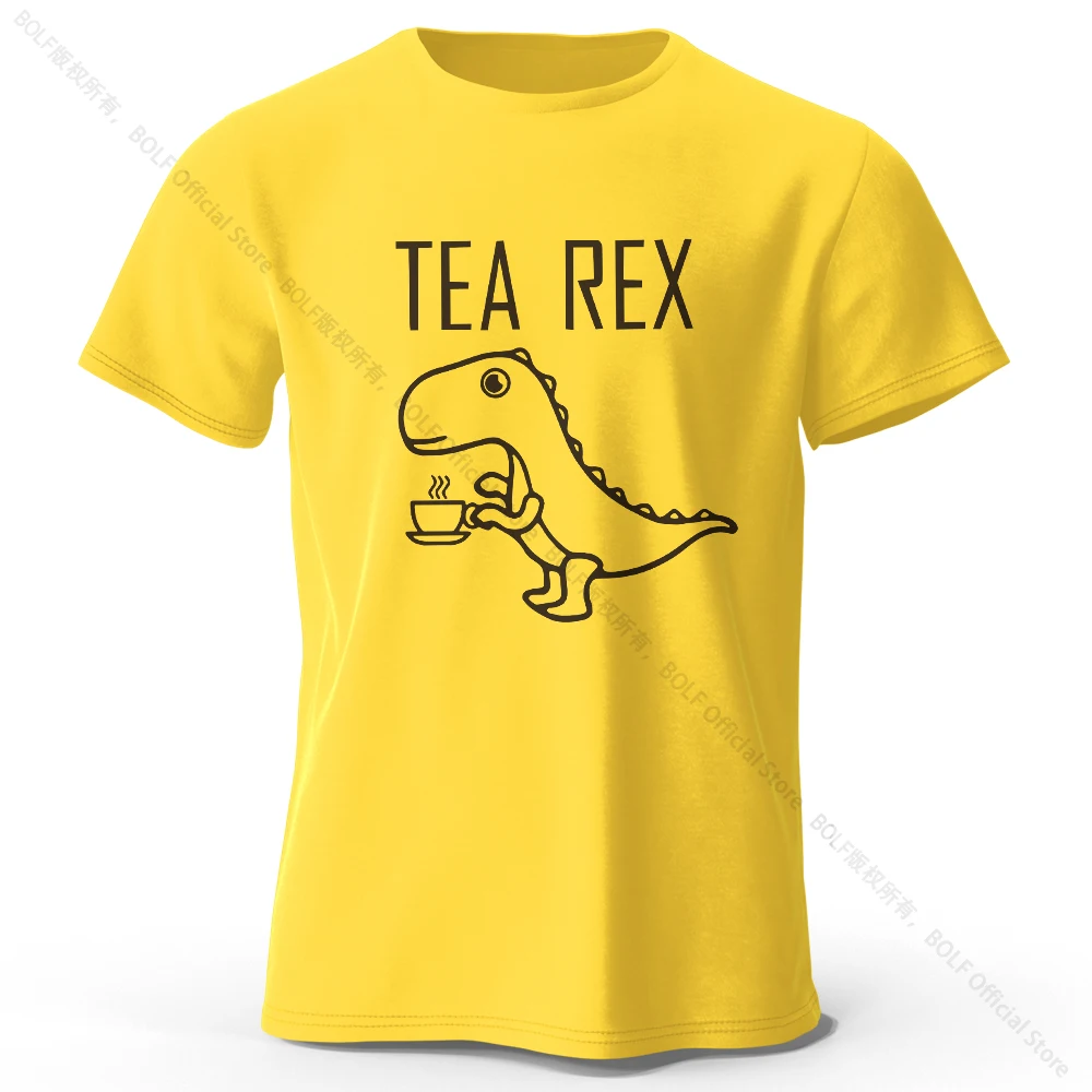Tea-Rex Dinosaur Graphic Unisex Cotton T-Shirt - Soft & Breathable Short Sleeve Tee