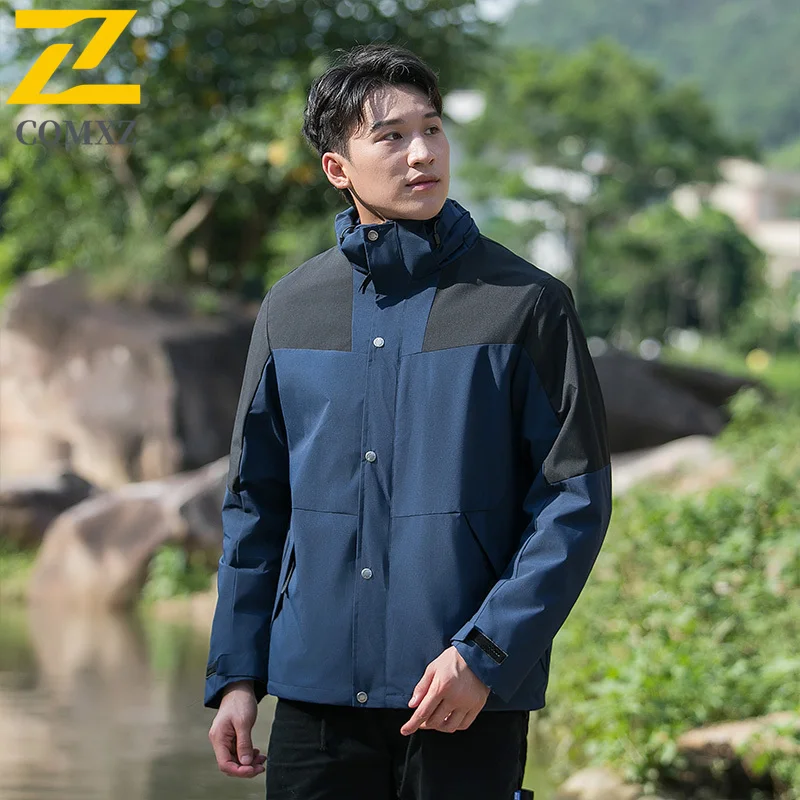 "EiAO 3-in-1 Windbreaker Couple's Set Detachable Fleece Waterproof Windproof Trendy Outdoor Jacket for Hiking Camping Fishing