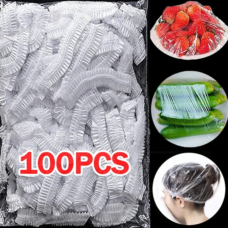 

100/10Pcs Disposable Food Cover Plastic Elastic Wrap Bags Vegetable Preservation Food Film Bowl Dish Covers for Refrigerator