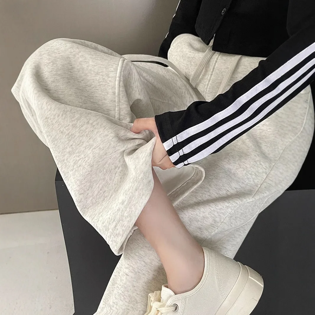 High Waist Drapey Wide Leg Casual Sports Pants Women's Spring Autumn Winter plus Size Loose Fit Sweatpants Fashionable Female Cl - Image 4