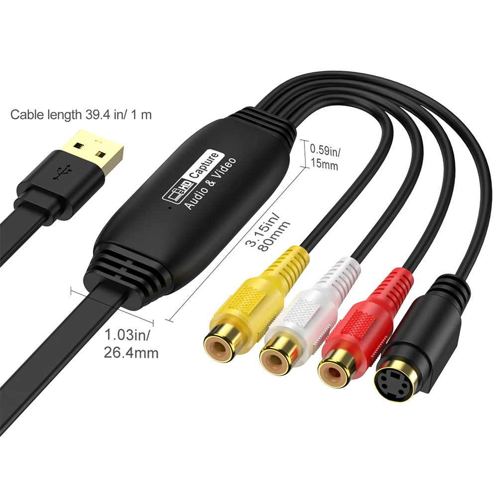 USB Video Capture Card VHS TV DVD VCR USB To AV Video Capture Adapter RCA To USB Video Converter for Mac PC