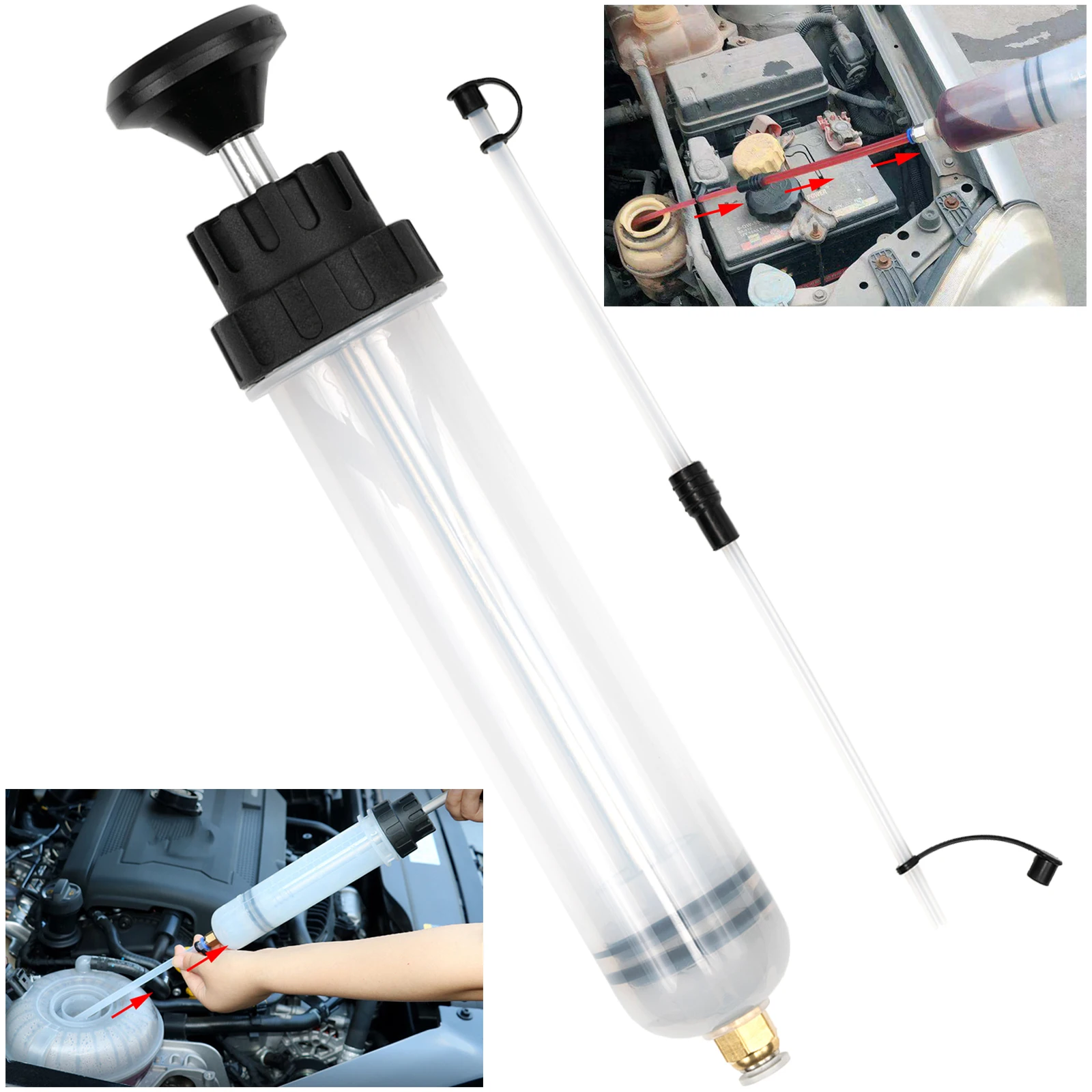 

200cc Oil Liquid Fluid Extractor Auto Air Pump Filling Syringe Bottle Transfer Vacuum Fuel Extraction Hand Pump Dispenser Tools