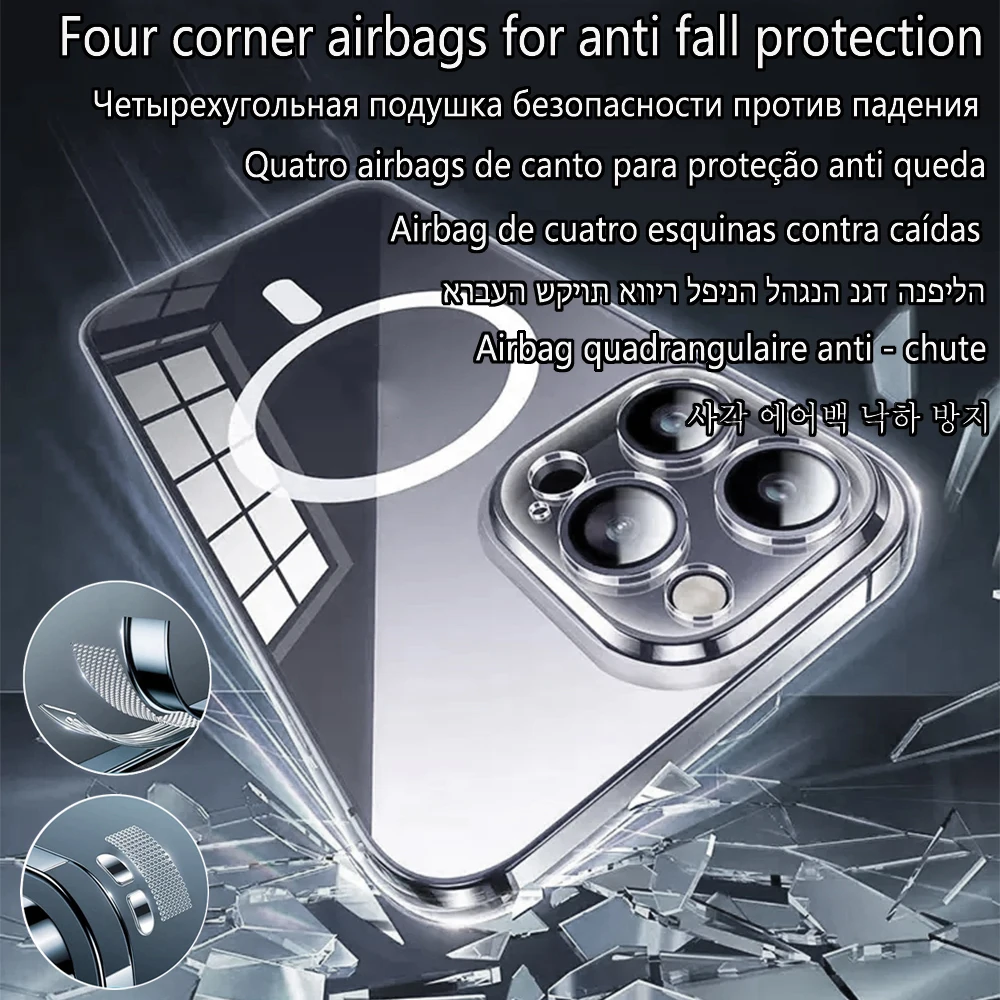 Luxury Wireless Magnetic Clear Acrylic Case with Full Back and Camera Lens Protection