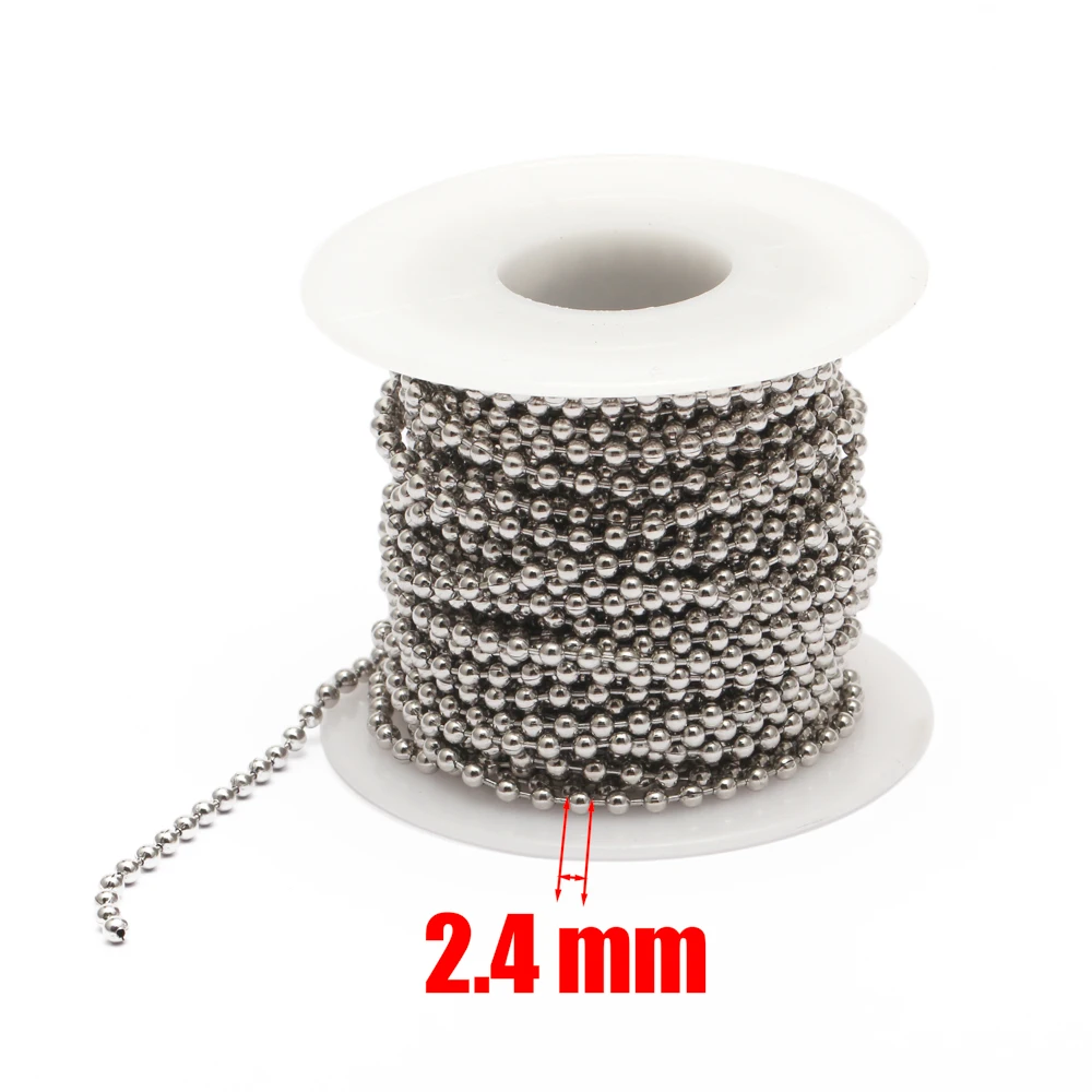 10m/Roll Dia 1.2/1.5mm 2mm 2.4mm Beaded Ball Stainless Steel Bulk Ball Bead