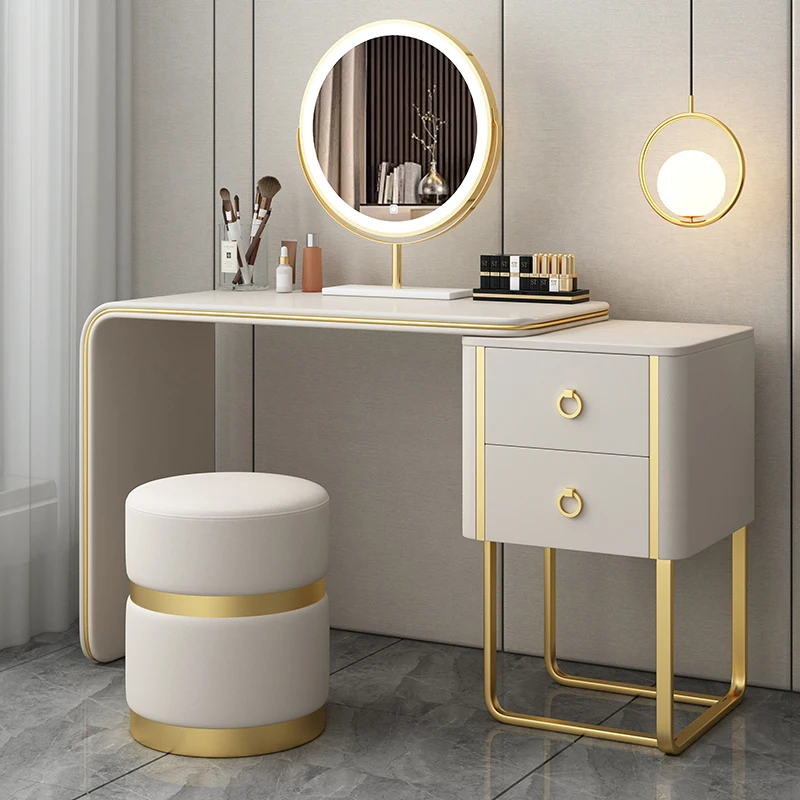 

Dressing Table Light Luxury Small Apartment Bedroom Modern Minimalist Ins Style Makeup Desk Set Storage Cabinet Integrated