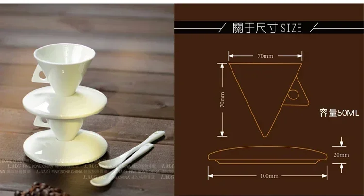 Description Picture 3 of itemNew special-shaped pure white pointed cup and saucer ceramic bone China cup couple creative coffee cup and saucer set
