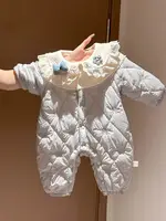 RAISE Winter Newborn Rompers Floral Printed Infant Babys Girls Padded Jumpsuits Thicken Warm Toddler Kids Girl Bodysuit Onesies