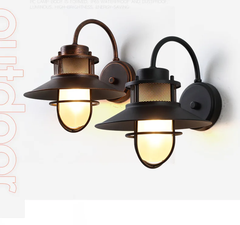 

Retro Outdoor Wall Lamp Waterpro Courtyard Garden Entrance Light Lighting